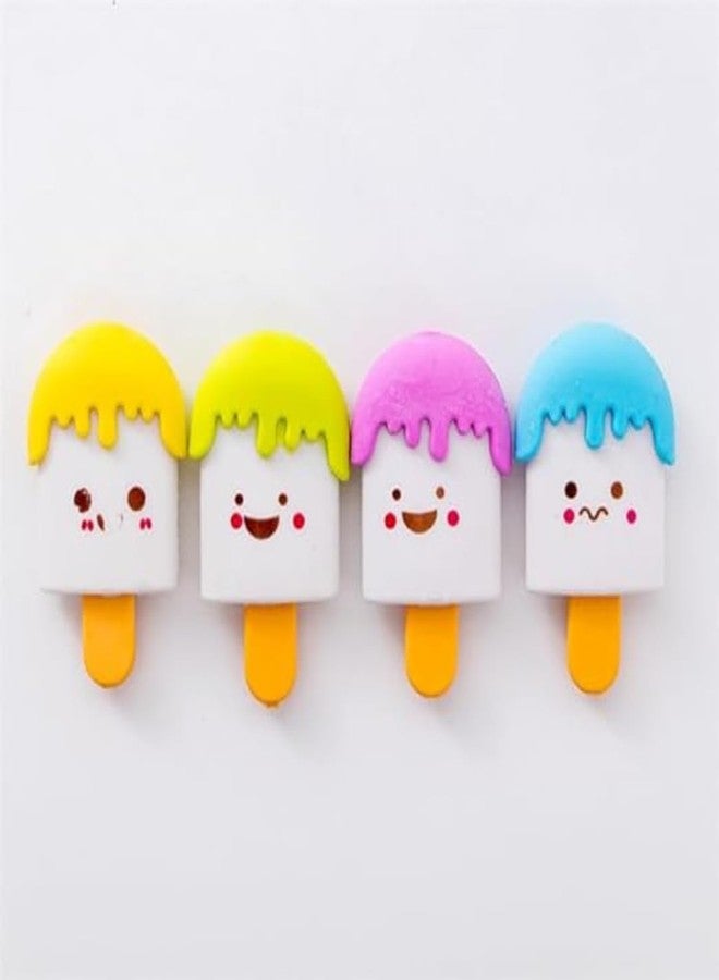 KHUSHA CREATIONS Set of 10 Cute Popsicle Erasers for Kids | Fun & Colorful Stationery Rubber Set | School & Office Supplies | Soft Eraser for Pencil | Cartoon Ice Cream Shape Erasers for Boys & Girls Gift - Image 1